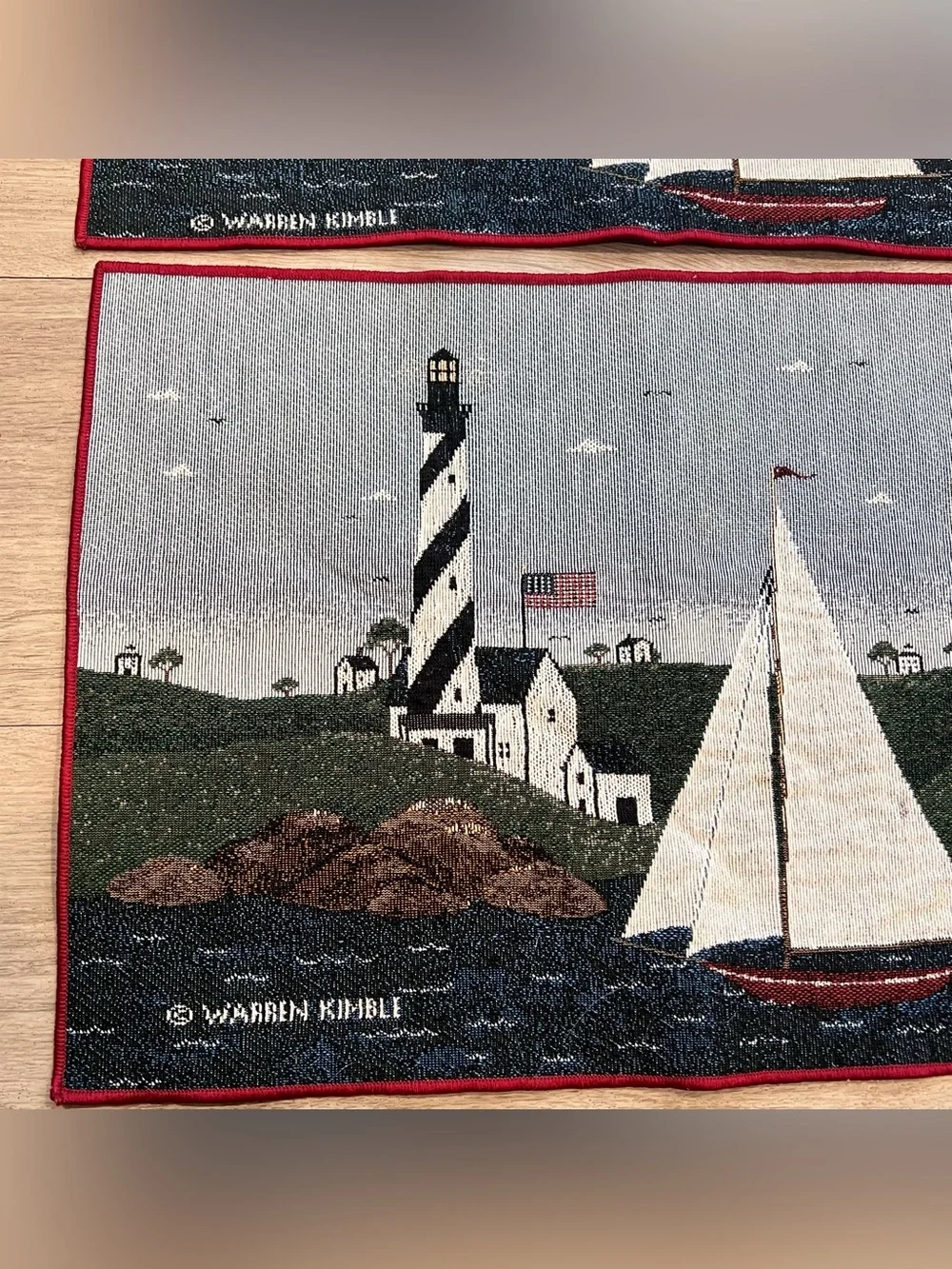 Warren Kimble Lighthouse Sailboat Tapestry Placemats Set of 2 Coastal